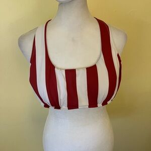 Shade and Shore Red and White Striped Bikini Top NWT